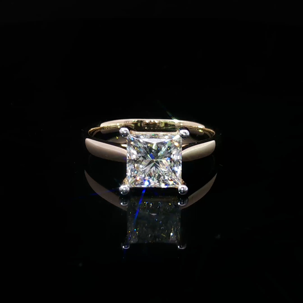 14K Princess Cut Diamond Solitaire Ring