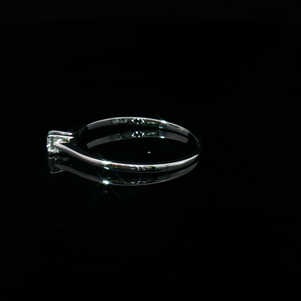14K White Gold Solitaire Ring with Round Brilliant Diamond