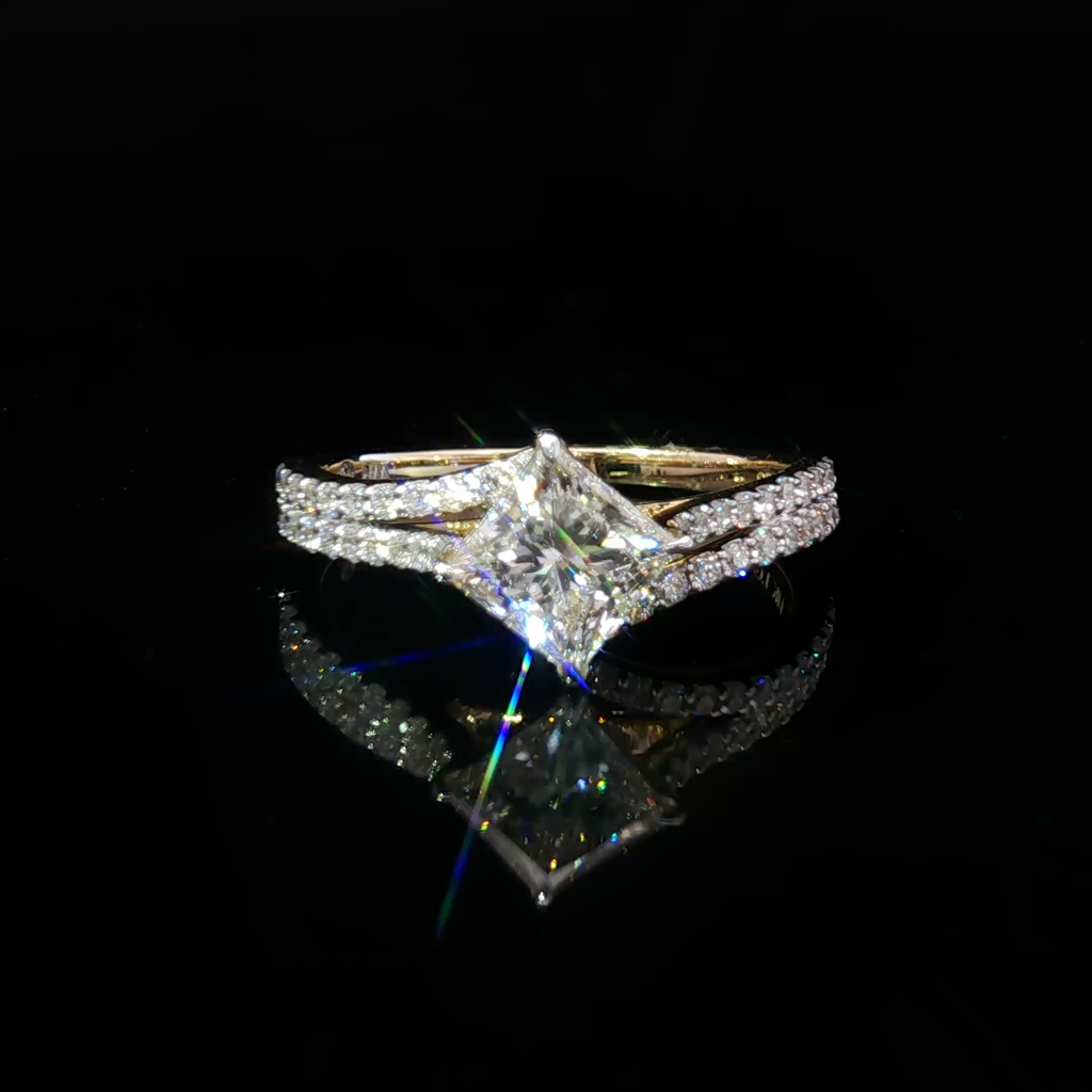 14K Multi-Stone Ring with Princess Cut Diamond