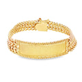 14k Gold Solid Petatillo ID Bracelet with Greek Key Design 14mm.