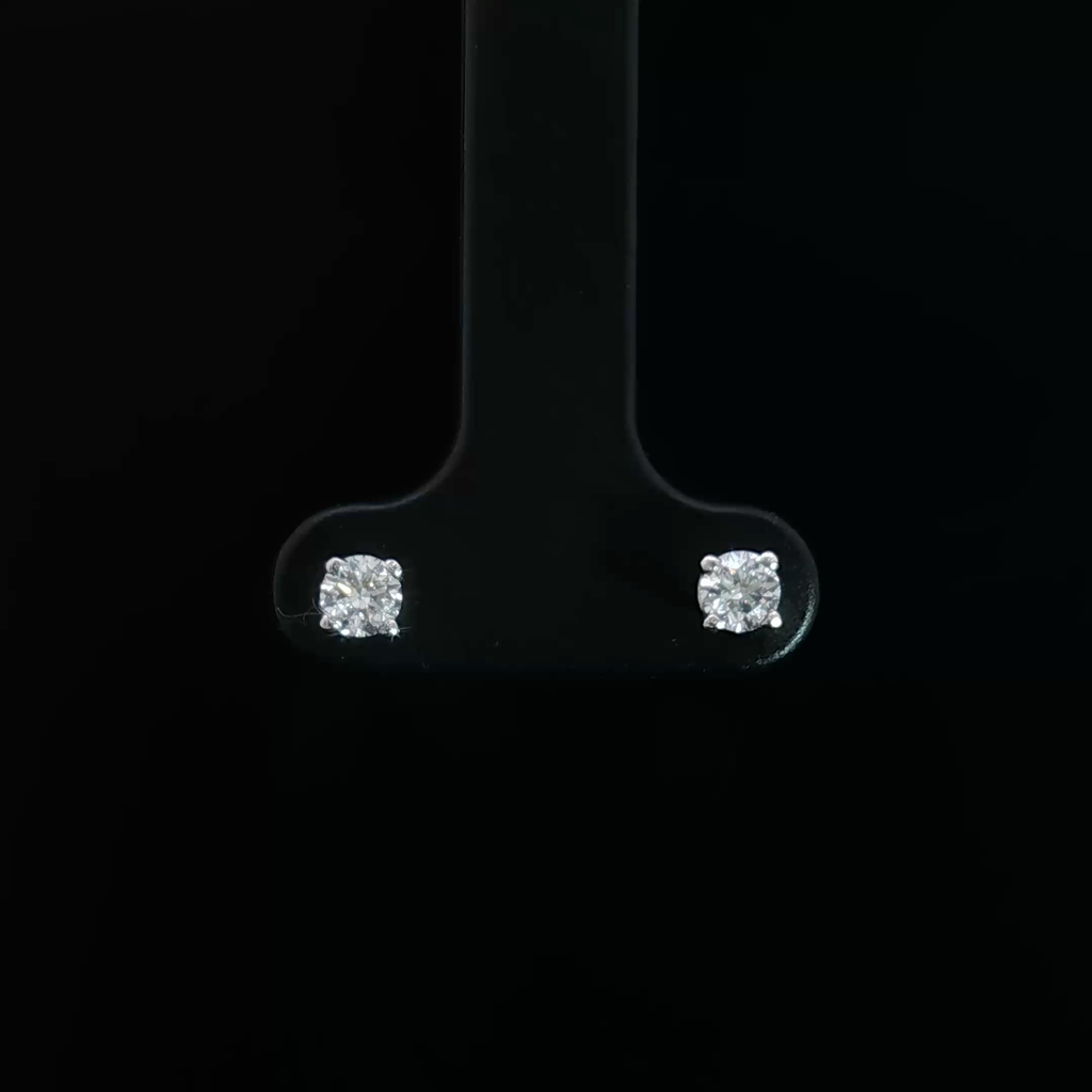 14k White Gold Round Cut Natrual Diamond Stud Earrings 3.5mm