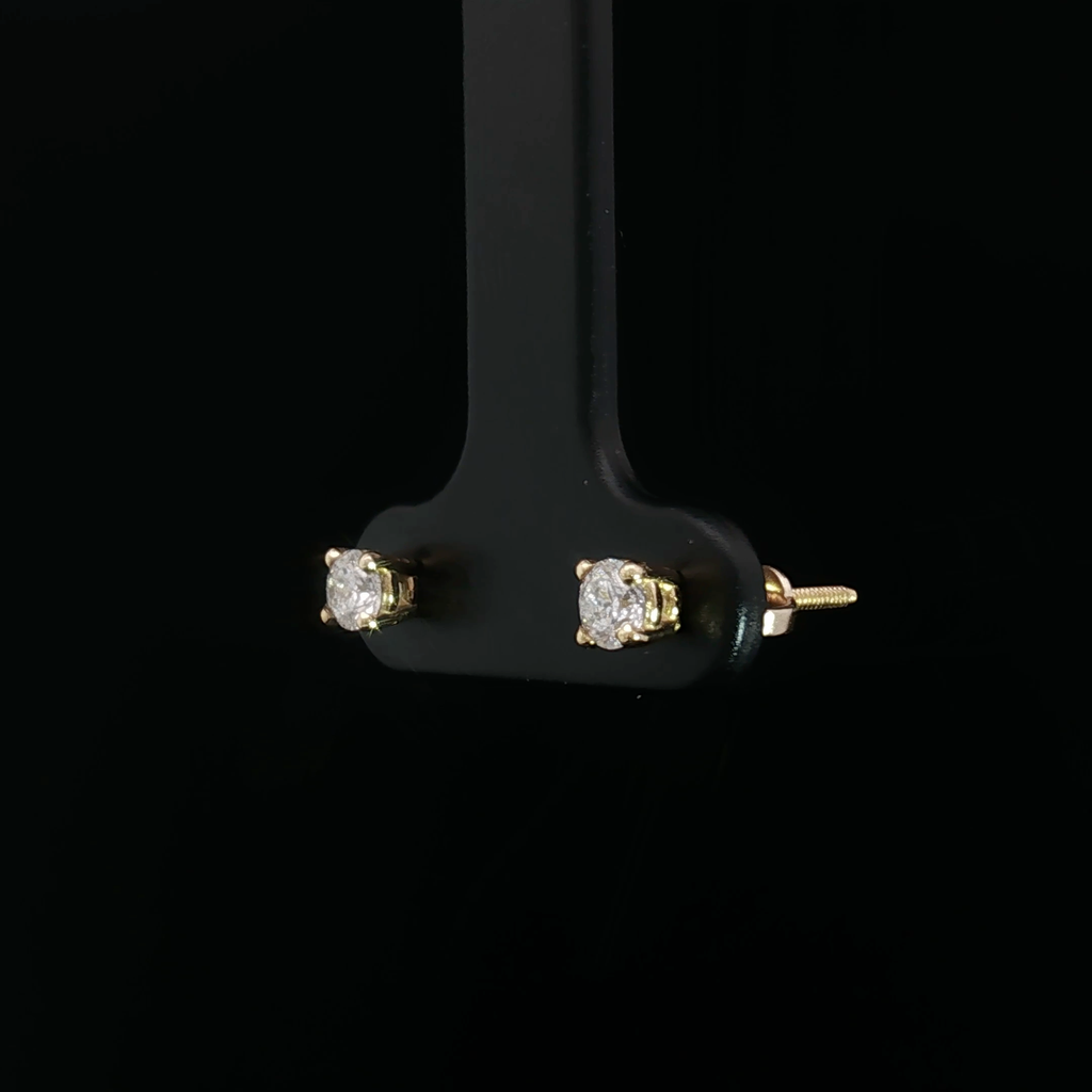 14k Earrings Round Cut Diamond Stud