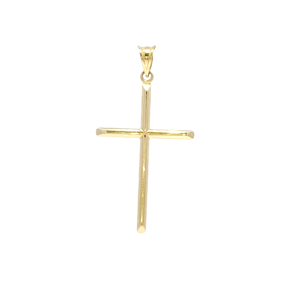 14K Classic Push End Yellow Gold Cross Pendant Medium