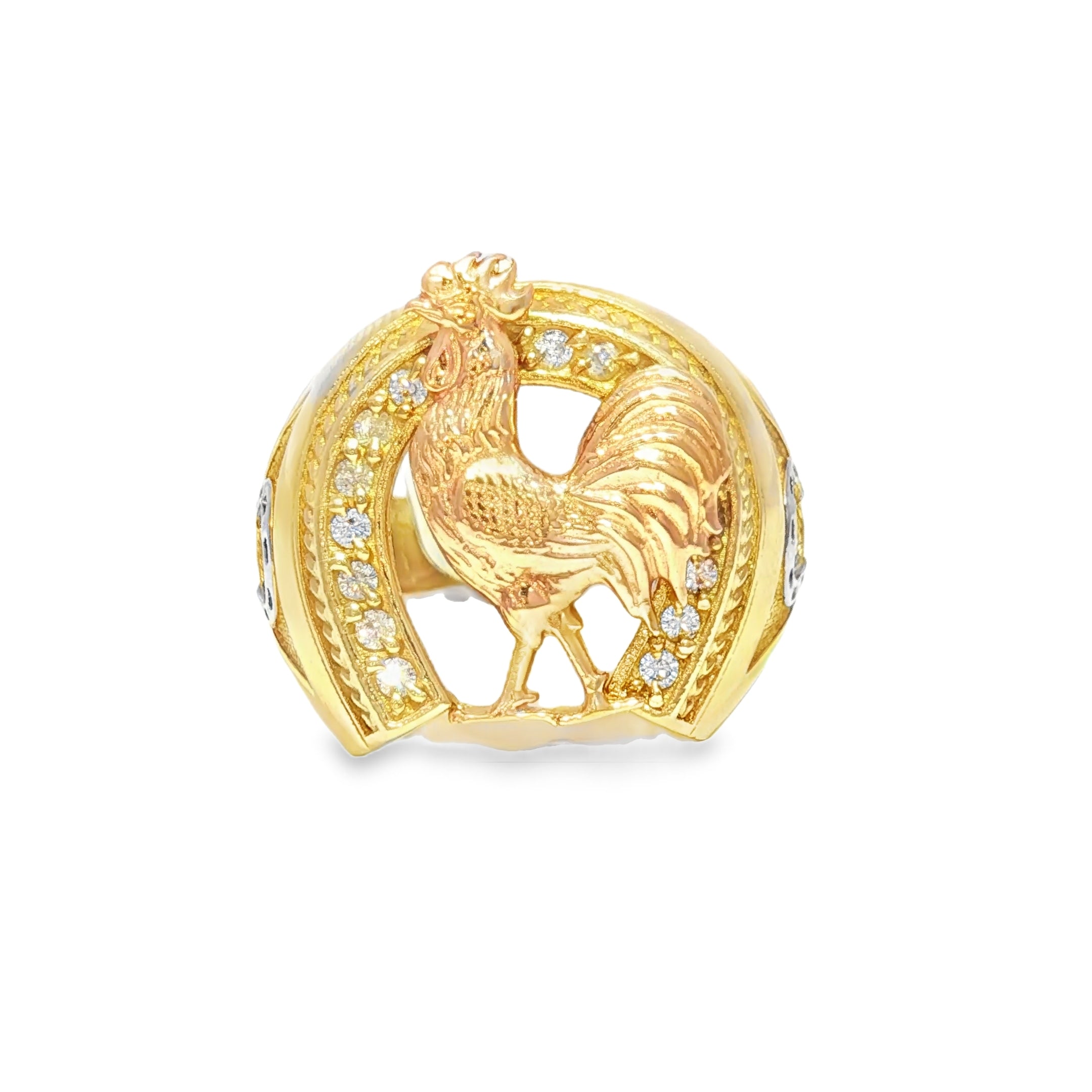 Horseshoe Rooster Ring in 14K Gold