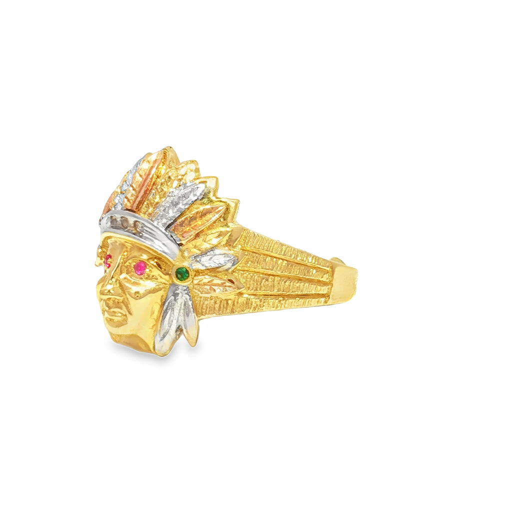14K Native American Chief Ring