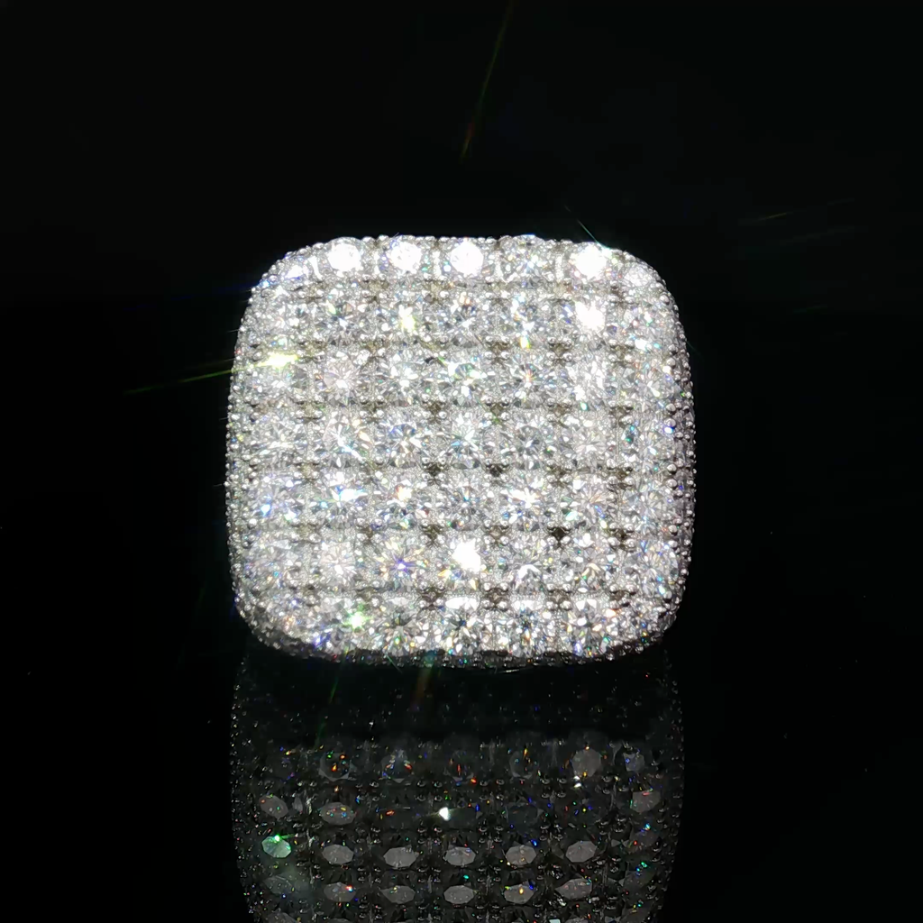 Multi stone Ring with Cushion Cut Moissanite