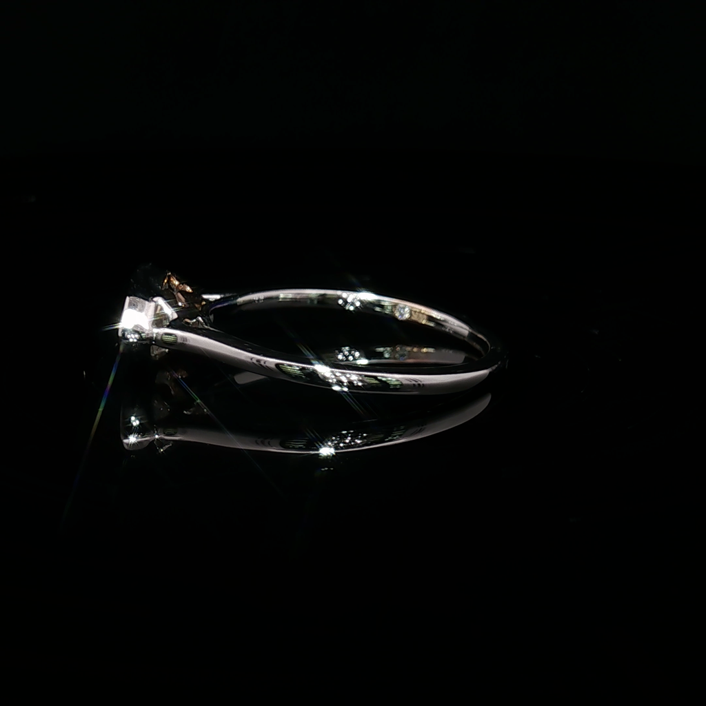 14K white Gold Solitaire Ring with Marquise Cut Diamond