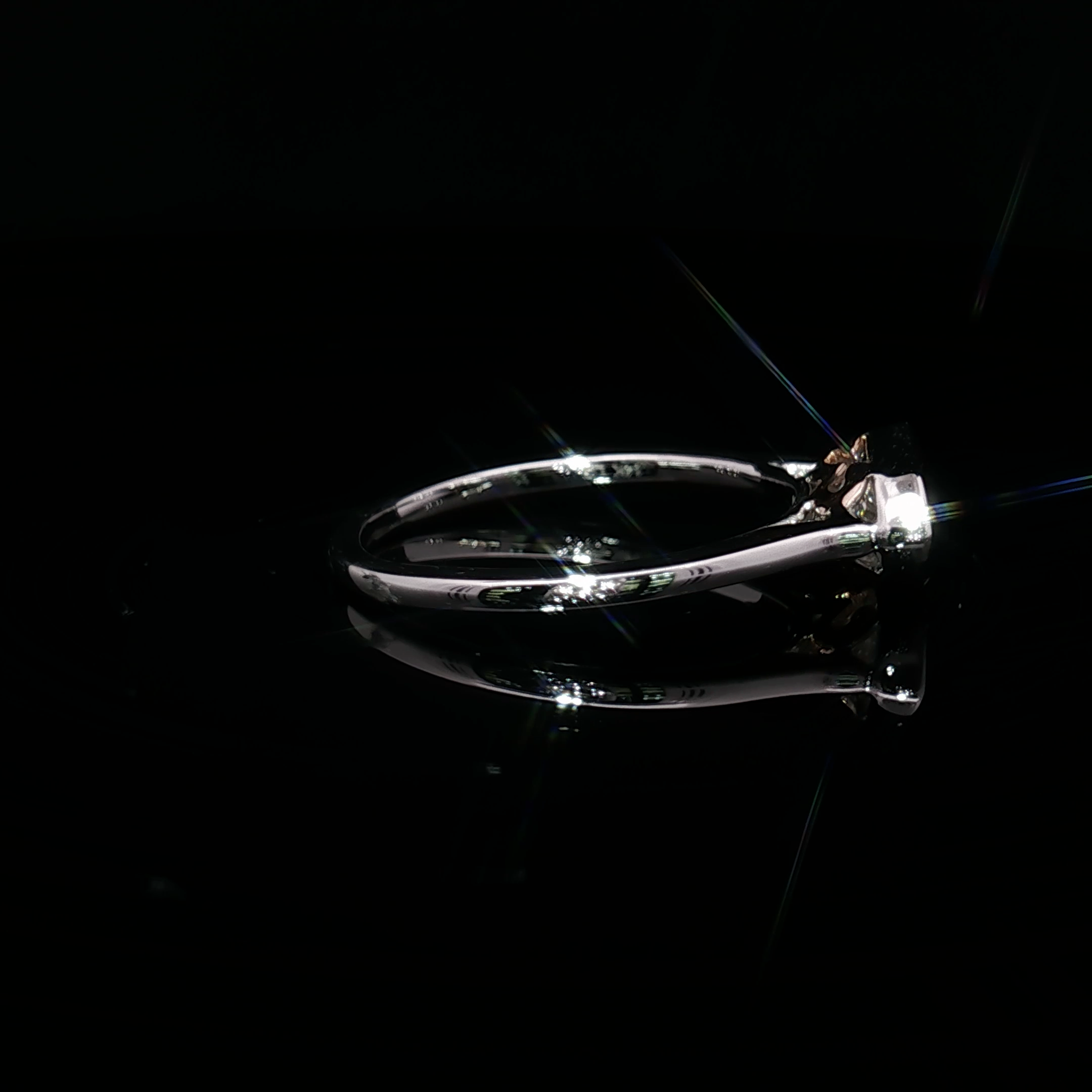 14K white Gold Solitaire Ring with Marquise Cut Diamond