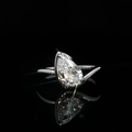 14K White Gold Solitaire Ring with Pear Cut Diamond