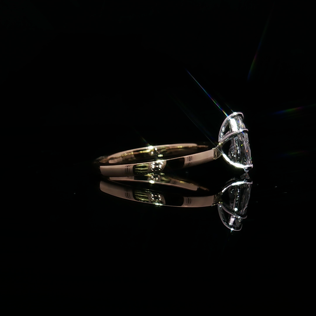 Pear-Cut Diamond Solitaire Ring in Yellow Gold