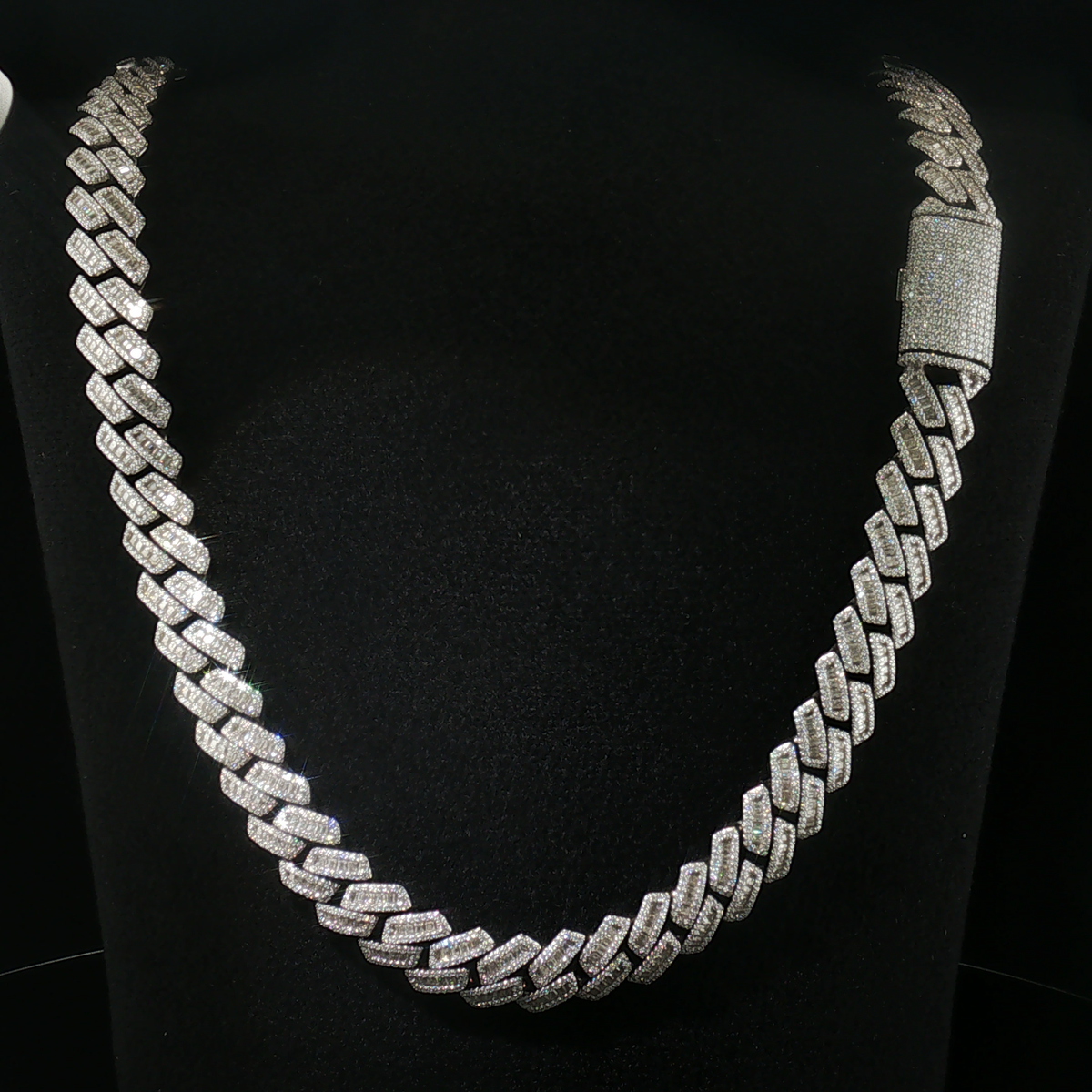14mm Baguette Moissanite Cuban Link Chain