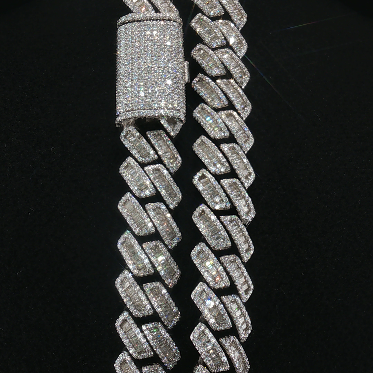 14mm Baguette Moissanite Cuban Link Chain