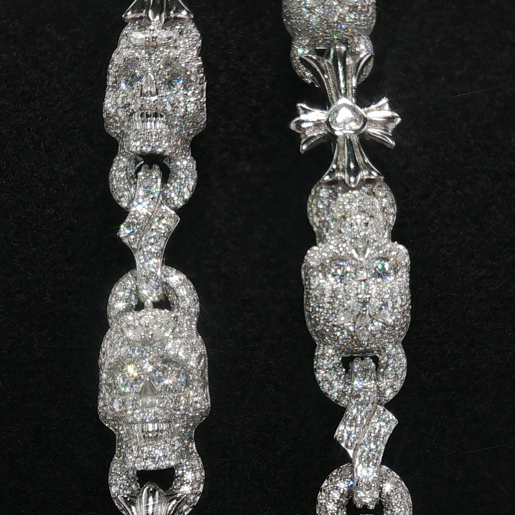 10mm Moissanite Skull & Cross Link Chain