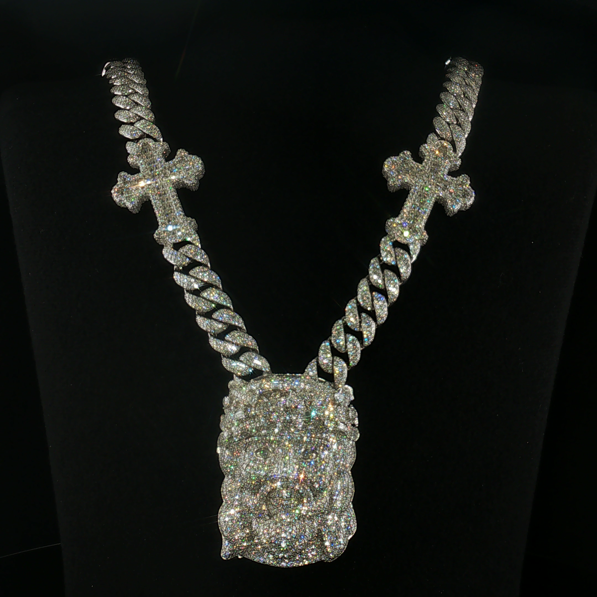 17mm Moissanite Jesus Pendant Cuban Link Chain