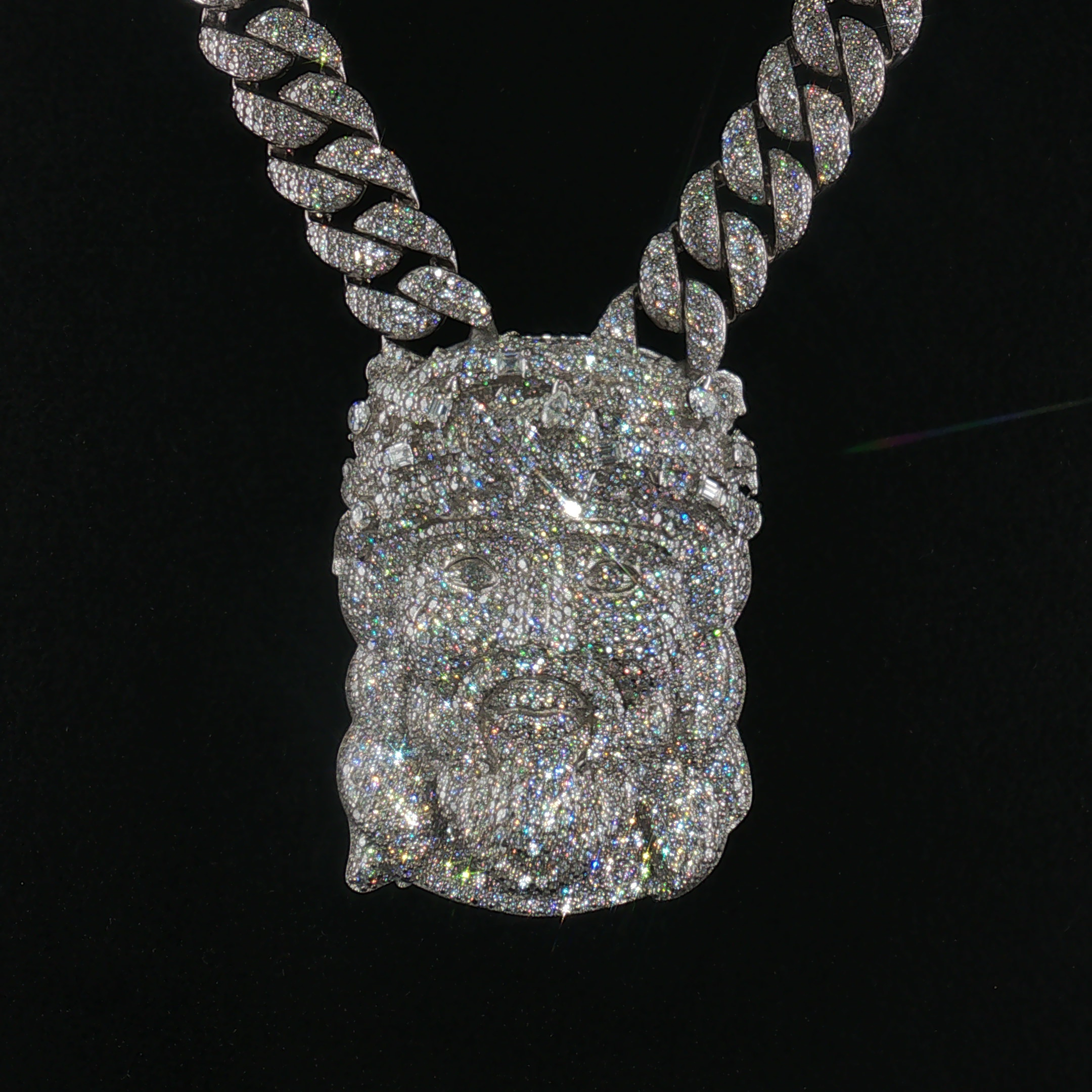 17mm Moissanite Jesus Pendant Cuban Link Chain