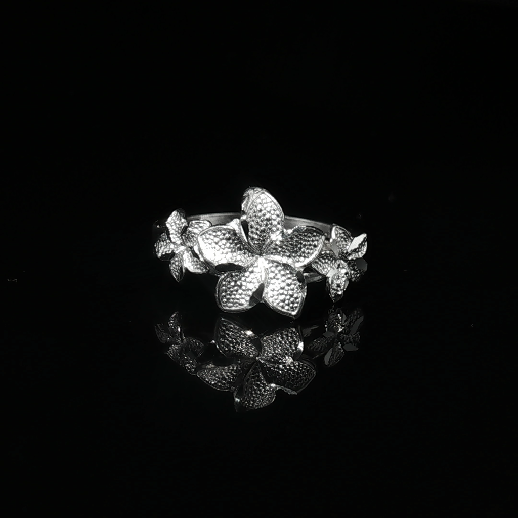 Small Tri Hibiscus Ring