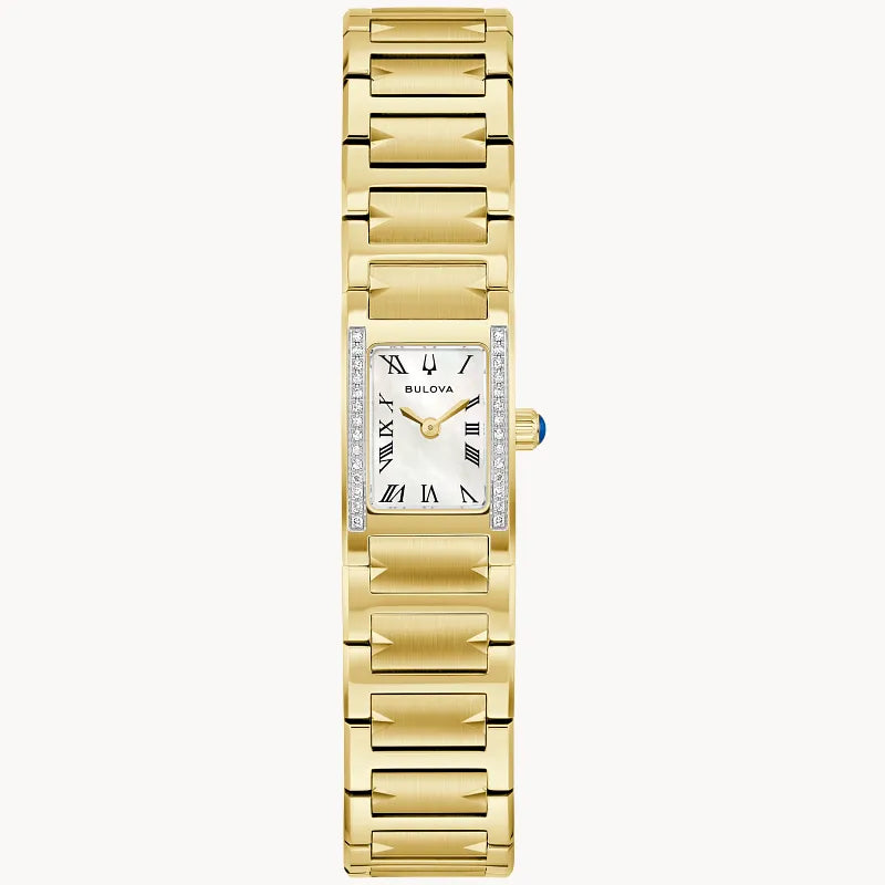 Bulova Marc Anthony Harmony Gold-Tone Diamond Bezel White Mother-Of-Pearl Dial Stainless Steel Women's Watch 98R301