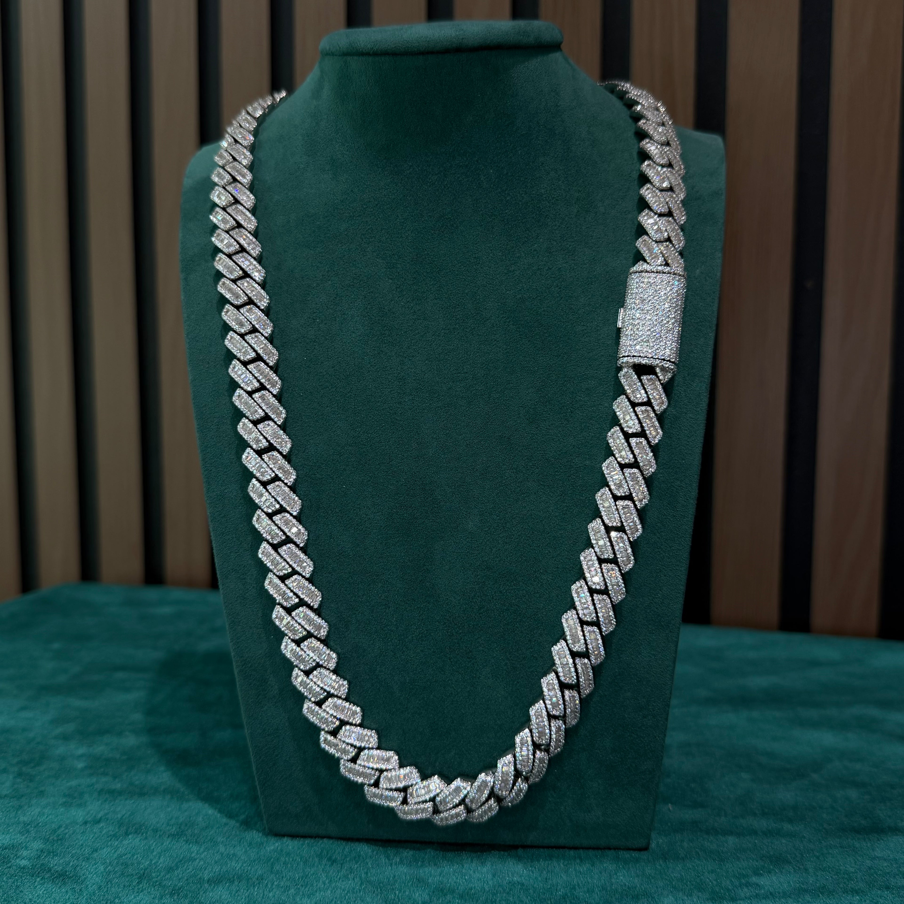 14mm Baguette Moissanite Cuban Link Chain
