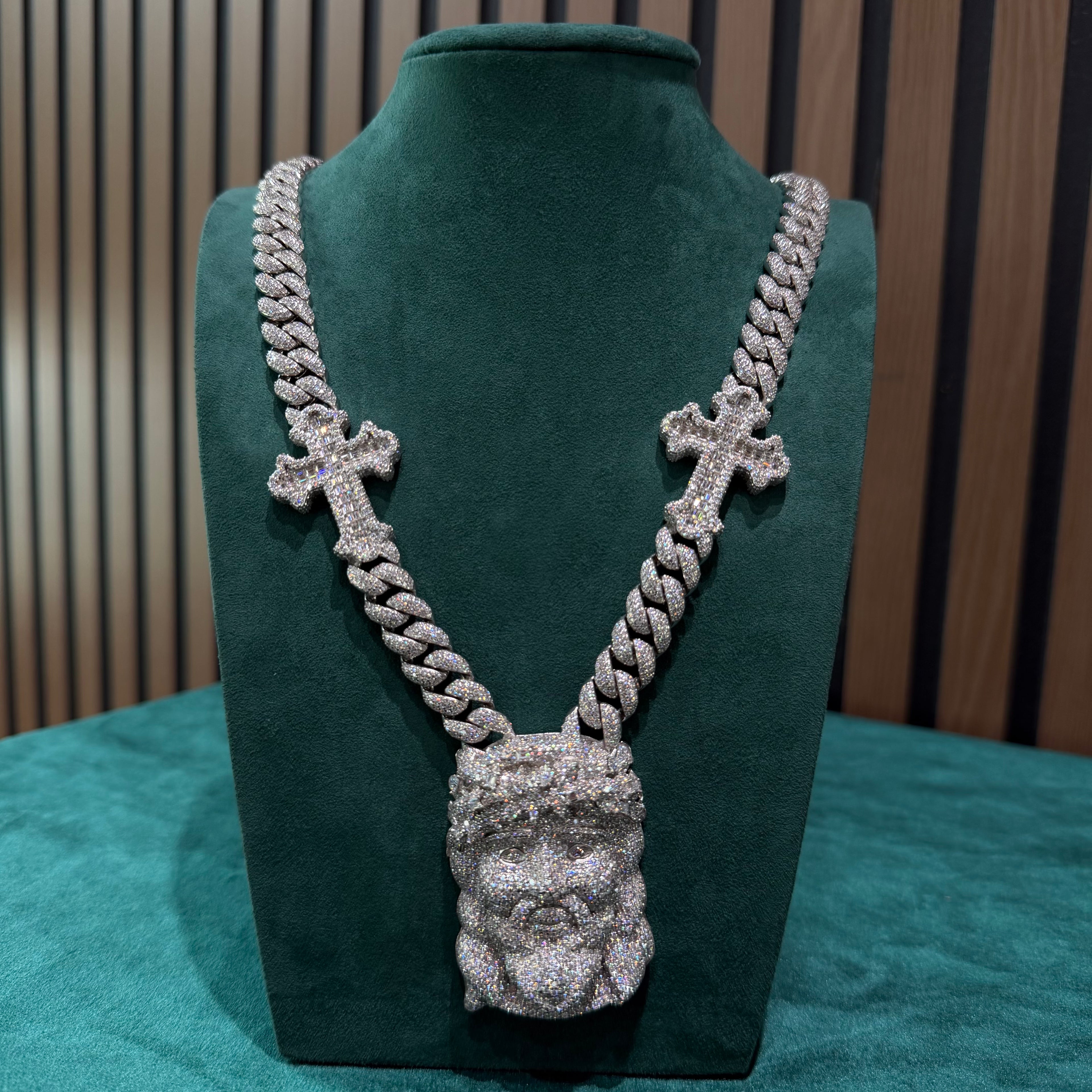 17mm Moissanite Jesus Pendant Cuban Link Chain