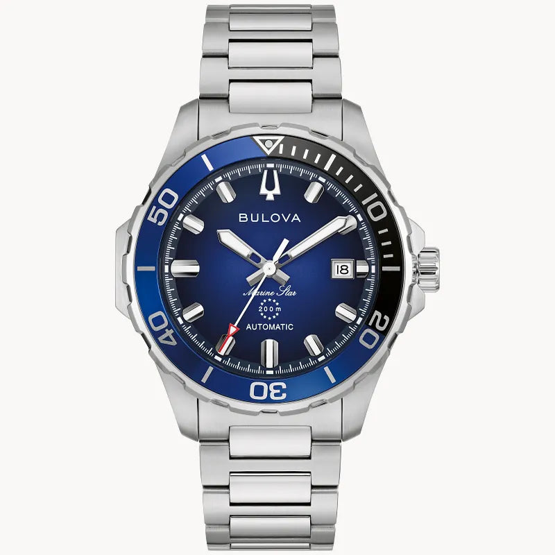 Bulova Marine Star Series B Blue Dial Silver-Tone Stainless Steel Men's Watch 98B466