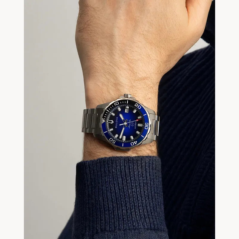 Bulova Marine Star Series B Blue Dial Silver-Tone Stainless Steel Men's Watch 98B466