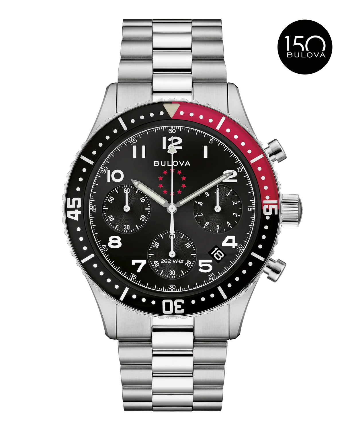 Bulova Archive Series Marine Star Heritage 98B451 Black Dial Stainless Steel Chronograph Watch