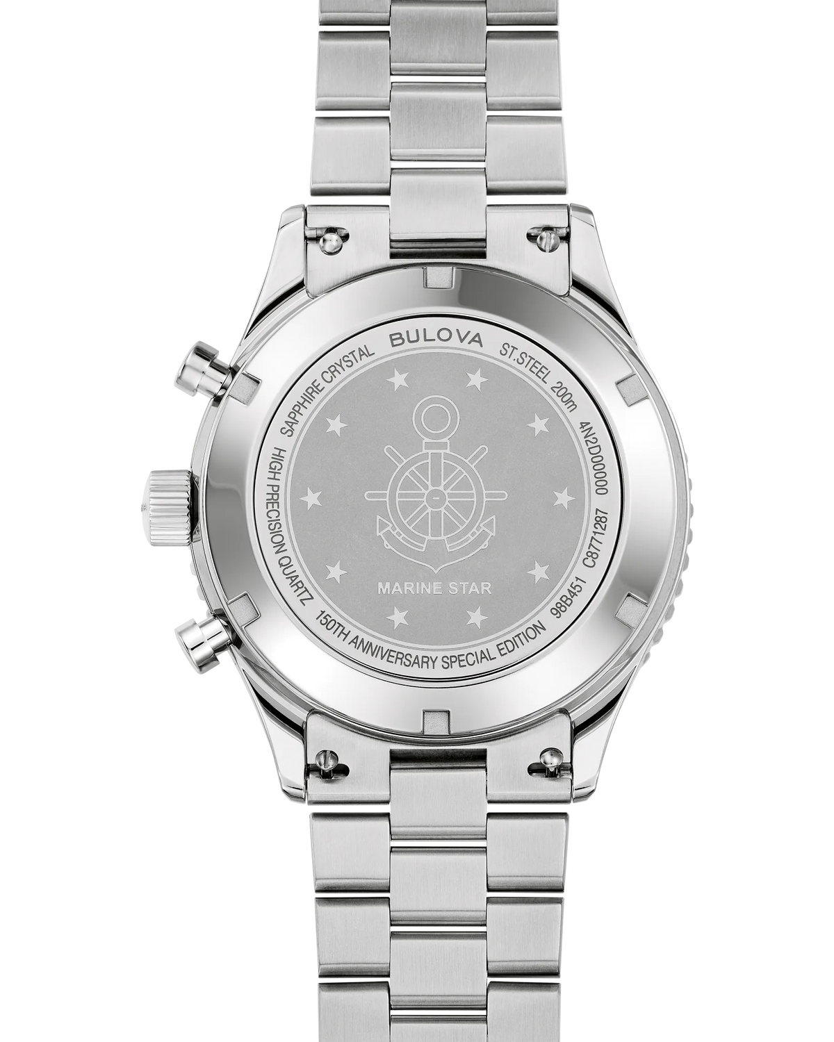 Bulova Archive Series Marine Star Heritage 98B451 Black Dial Stainless Steel Chronograph Watch