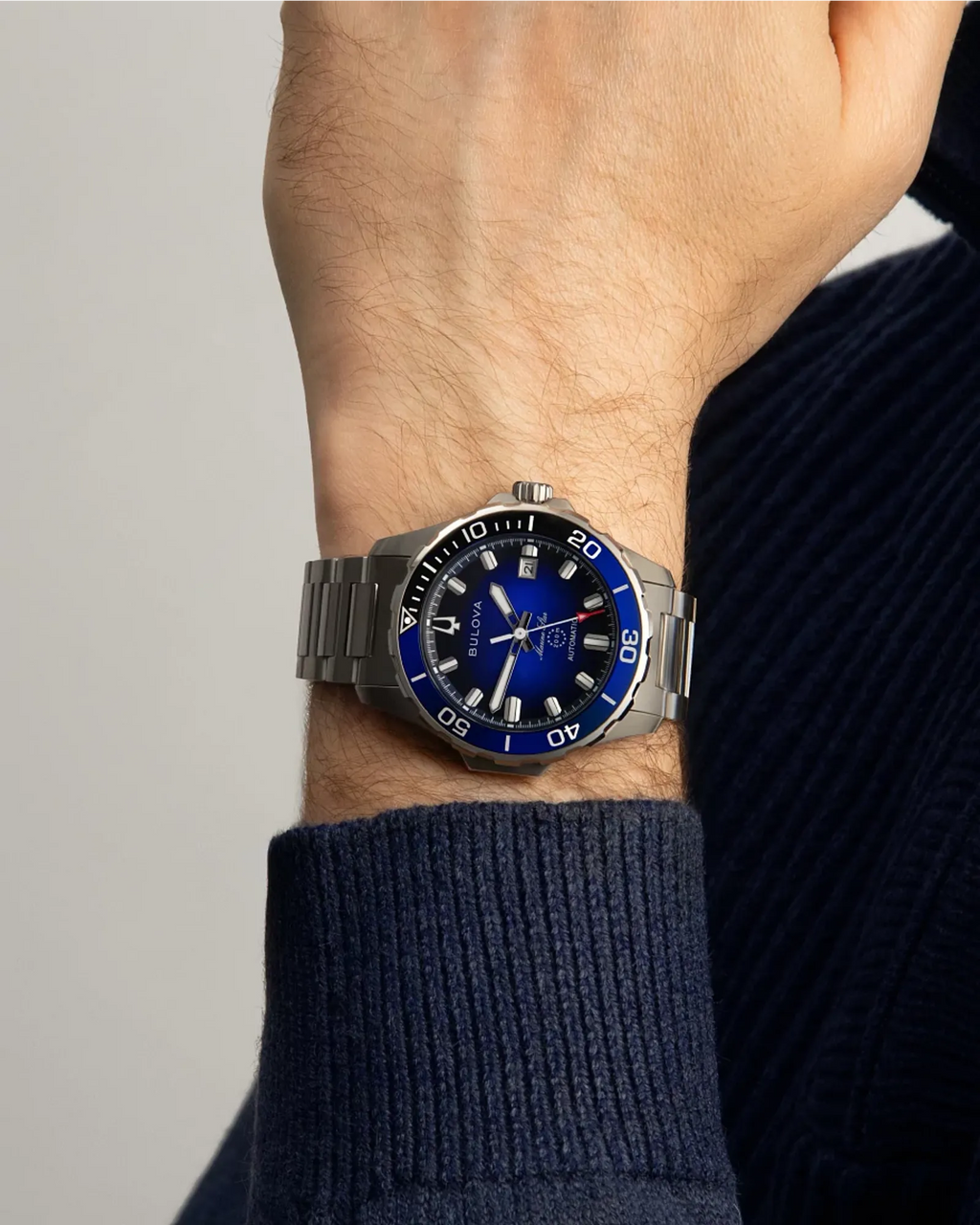 Bulova Marine Star Series B Blue Dial Silver-Tone Stainless Steel Men's Watch 98B466