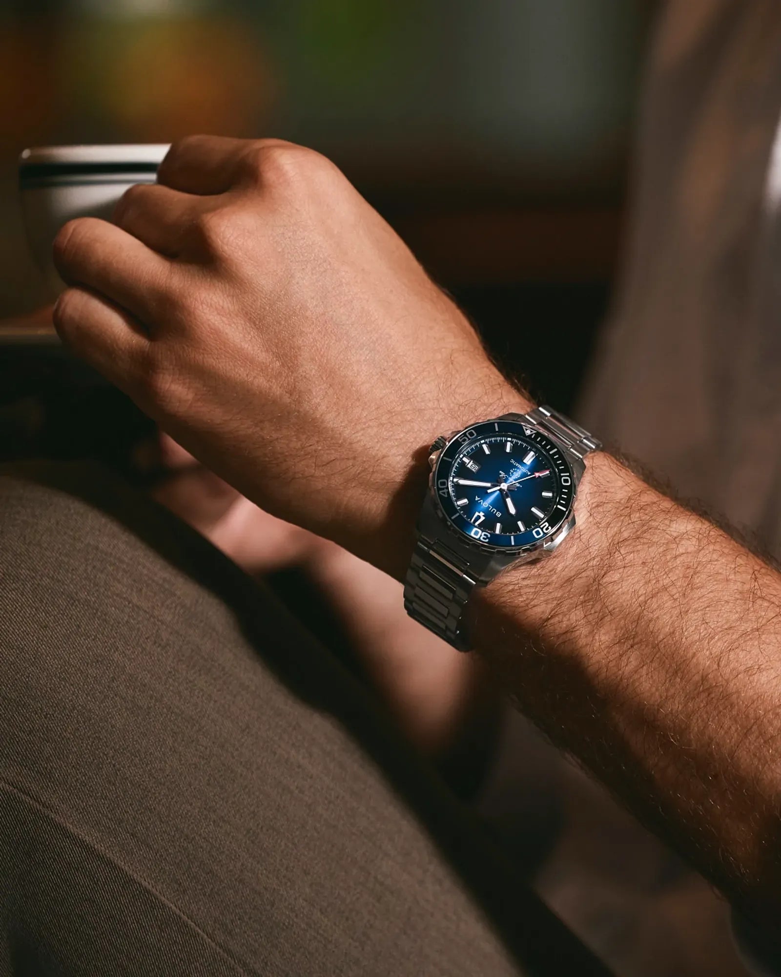 Bulova Marine Star Series B Blue Dial Silver-Tone Stainless Steel Men's Watch 98B466