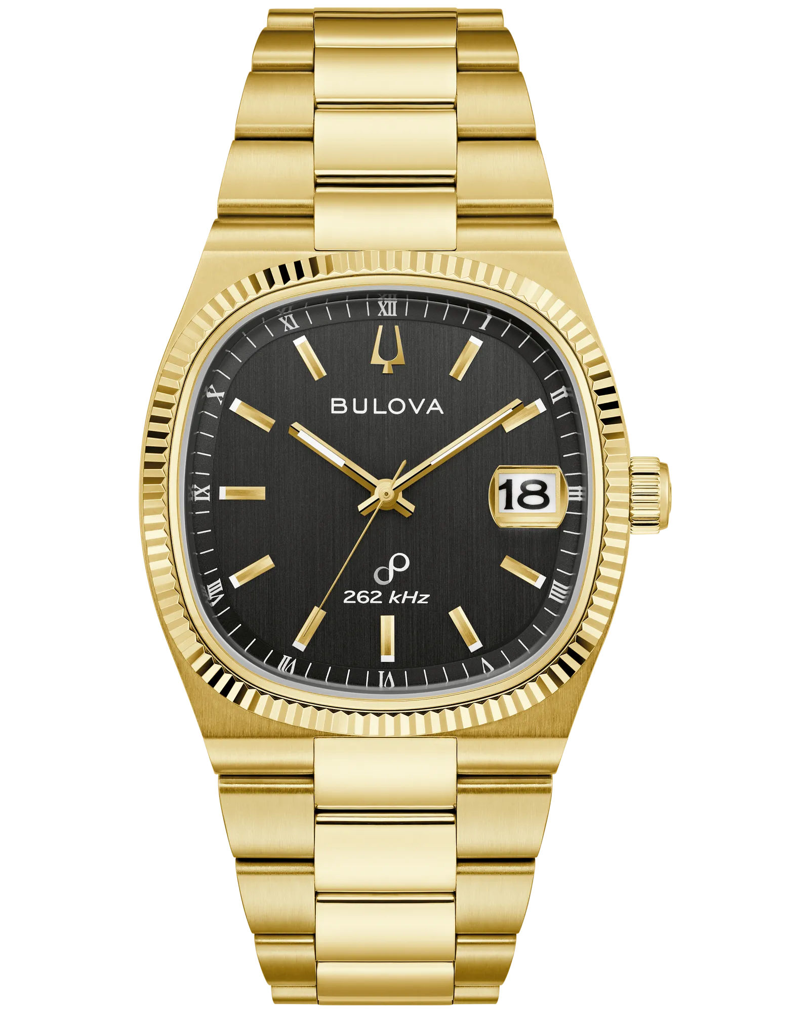 Bulova Super Seville Precisionist Gold-Tone Stainless Steel Black Dial Watch 97B246