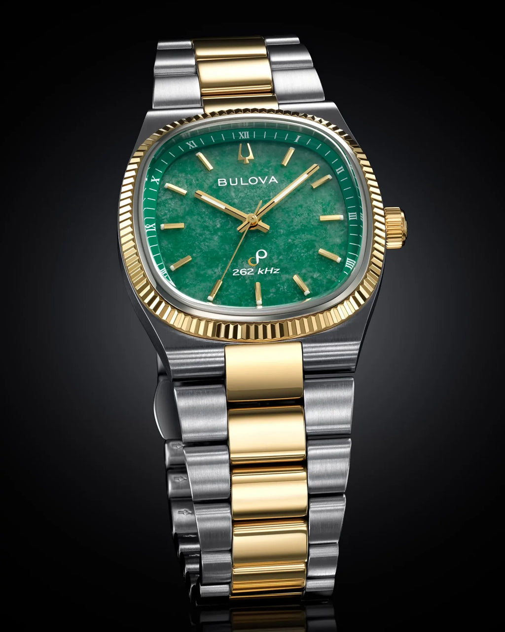 Bulova Super Seville Precisionist Green Dial Gold-Tone Stainless Steel Men's Watch 98A336