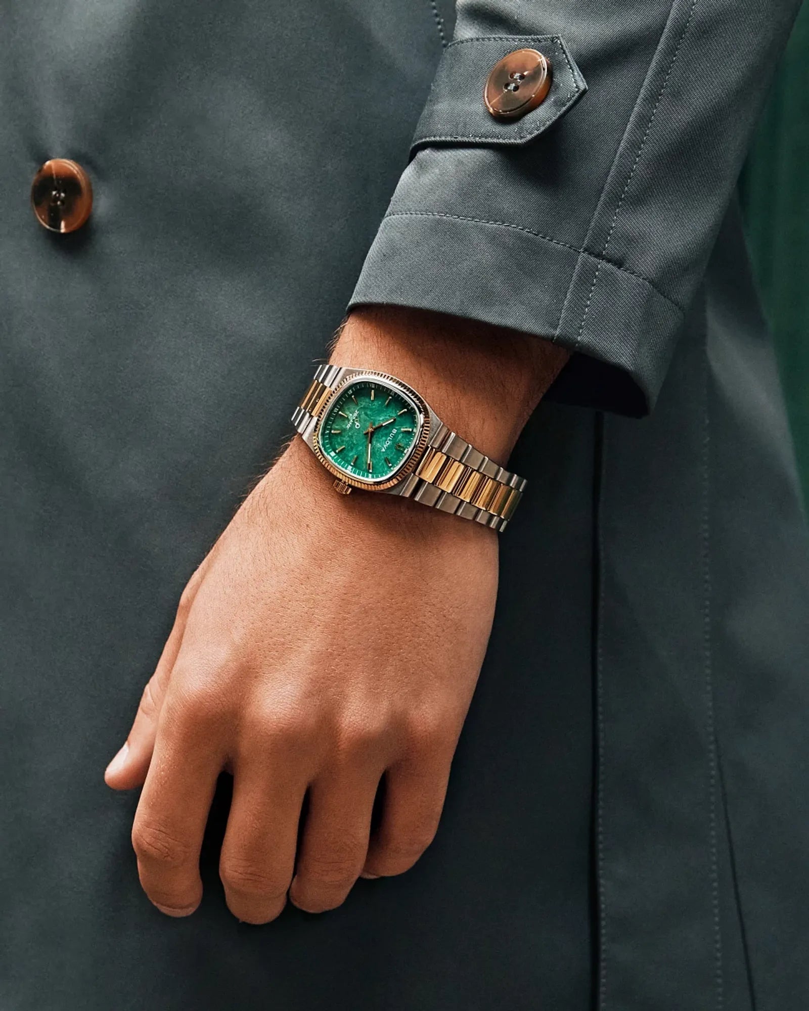 Bulova Super Seville Precisionist Green Dial Gold-Tone Stainless Steel Men's Watch 98A336