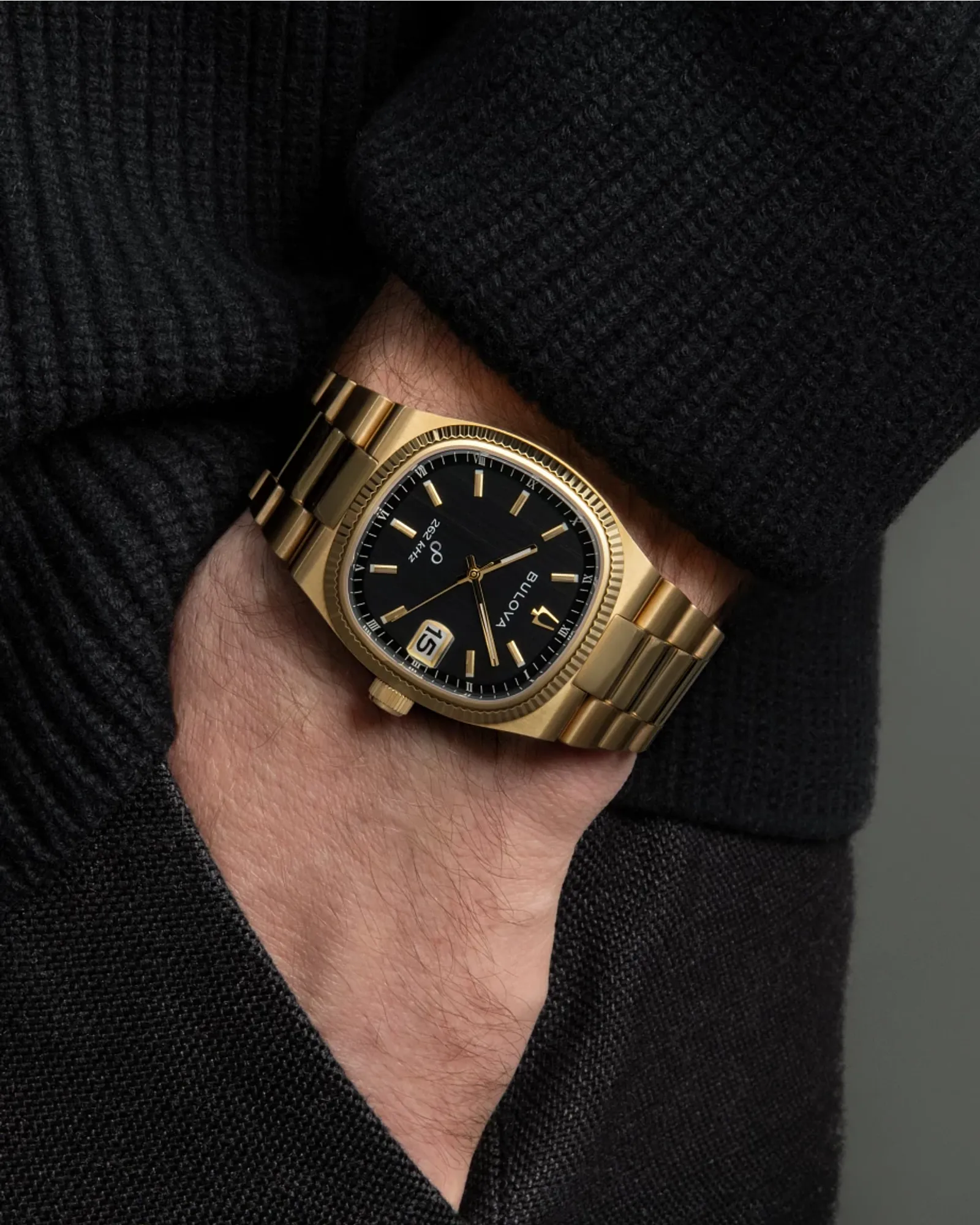 Bulova Super Seville Precisionist Gold-Tone Stainless Steel Black Dial Watch 97B246