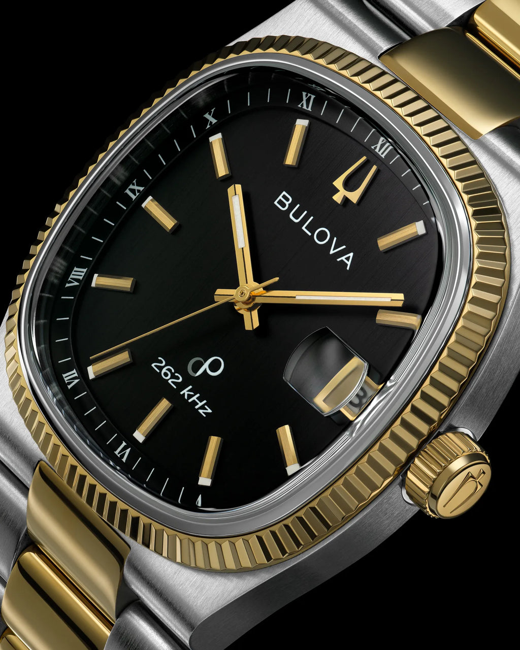 Bulova Super Seville Black Dial Stainless Steel Bracelet Men's Watch 98B458