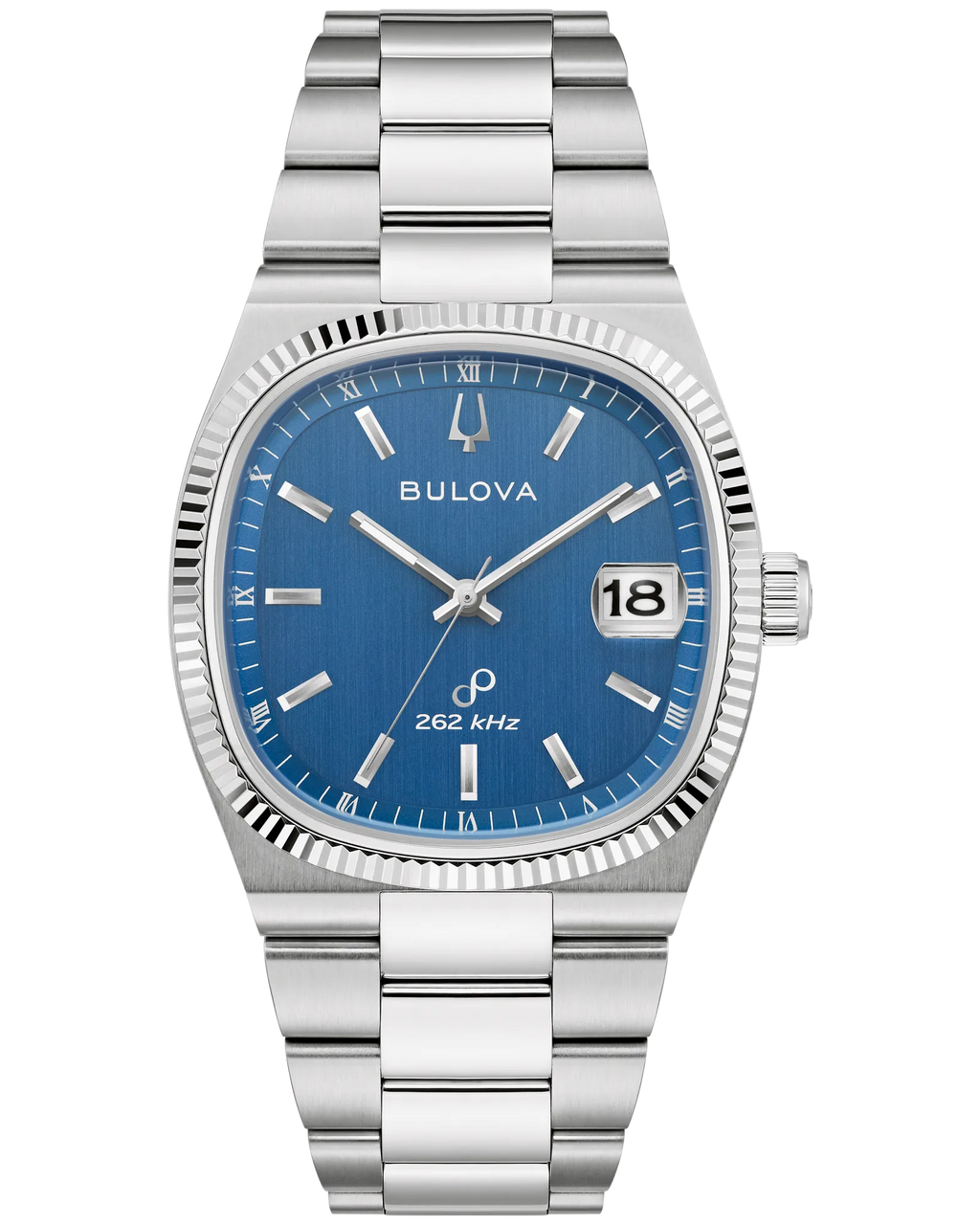 Bulova Super Seville Blue Dial Stainless Steel Bracelet Men's Watch 96B440