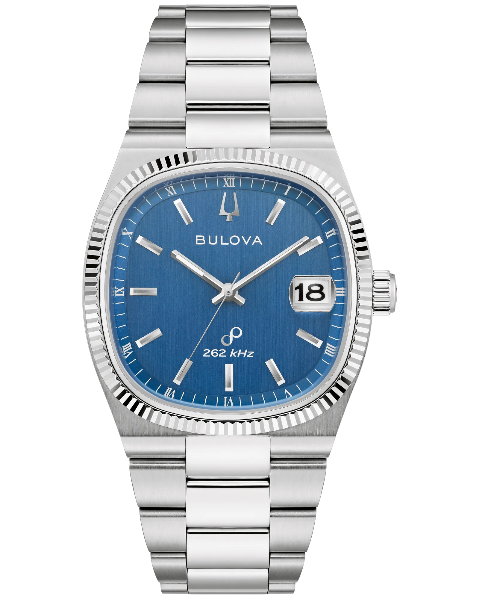 Bulova Super Seville Blue Dial Stainless Steel Bracelet Men's Watch 96B440