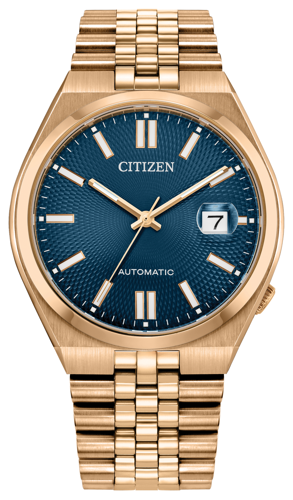 Citizen Tsuyosa 60 Blue Dial Rose Gold-Tone Stainless Steel Watch NK0023-57L