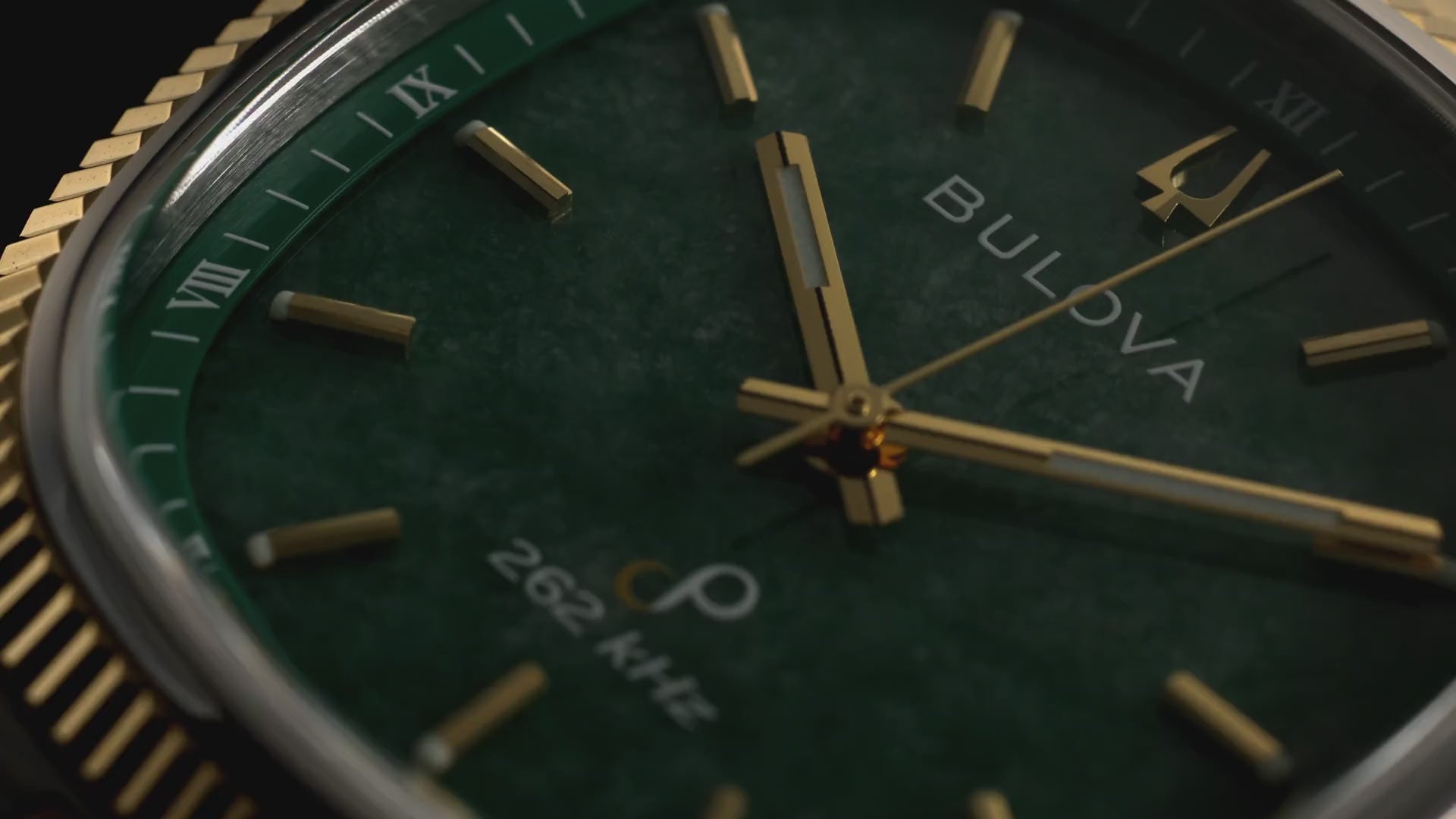 Bulova Super Seville Precisionist Green Dial Gold-Tone Stainless Steel Men's Watch 98A336