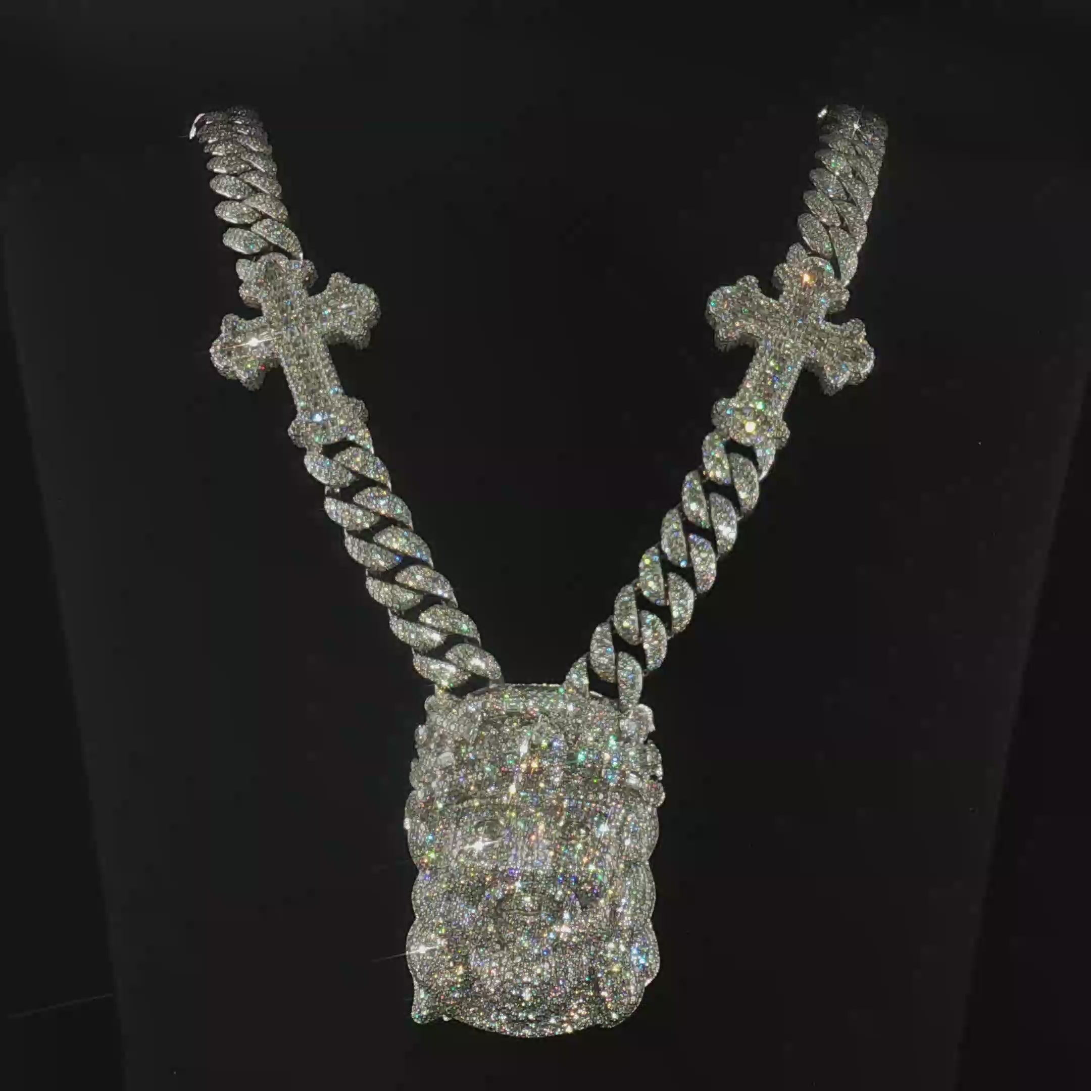 17mm Moissanite Jesus Pendant Cuban Link Chain