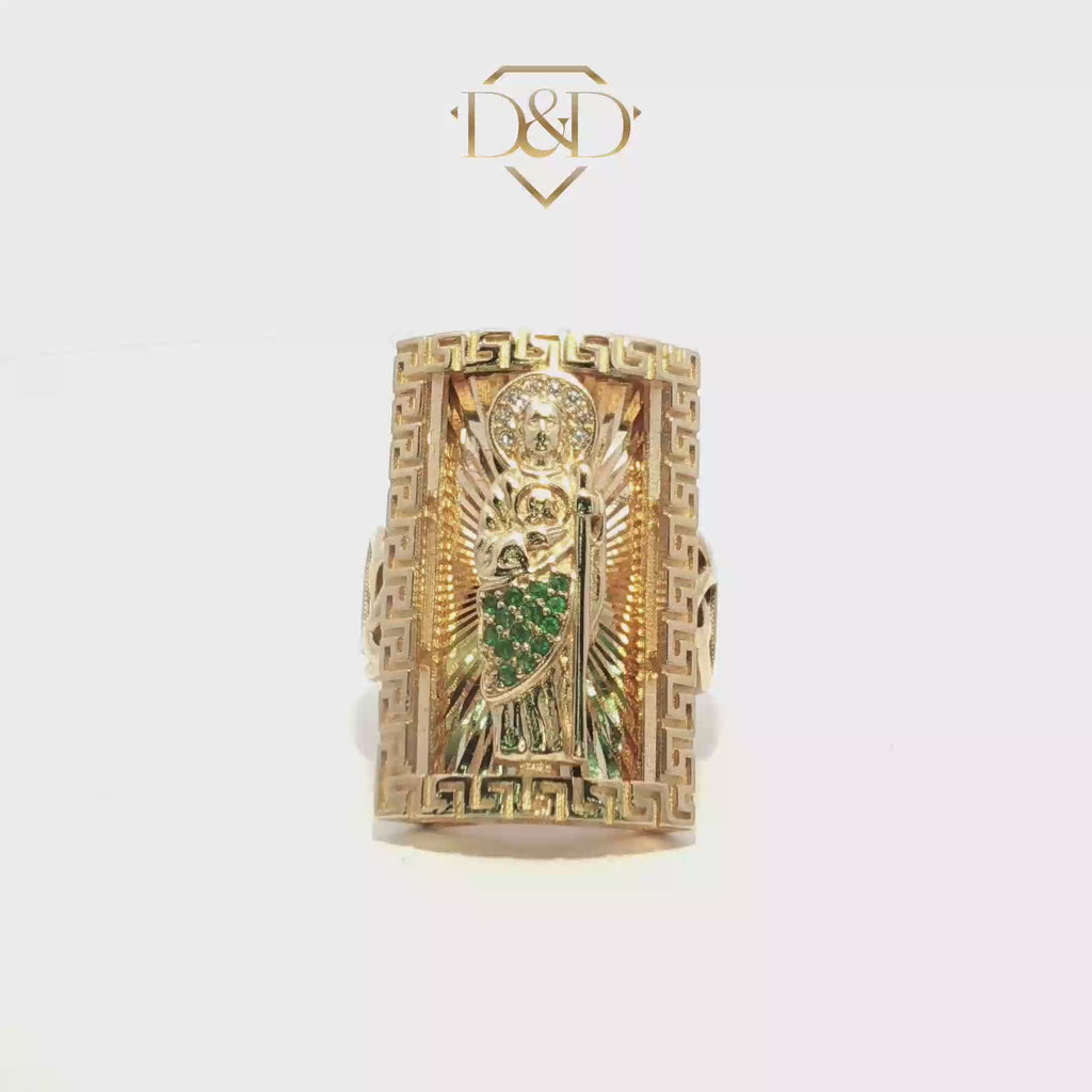 14k St. Jude Ring with Greek Outline