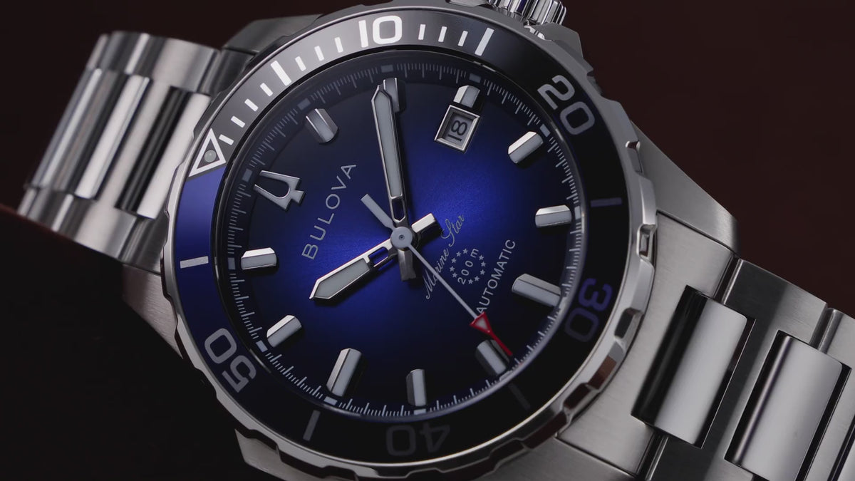 Bulova Marine Star Series B Blue Dial Silver-Tone Stainless Steel Men's Watch 98B466