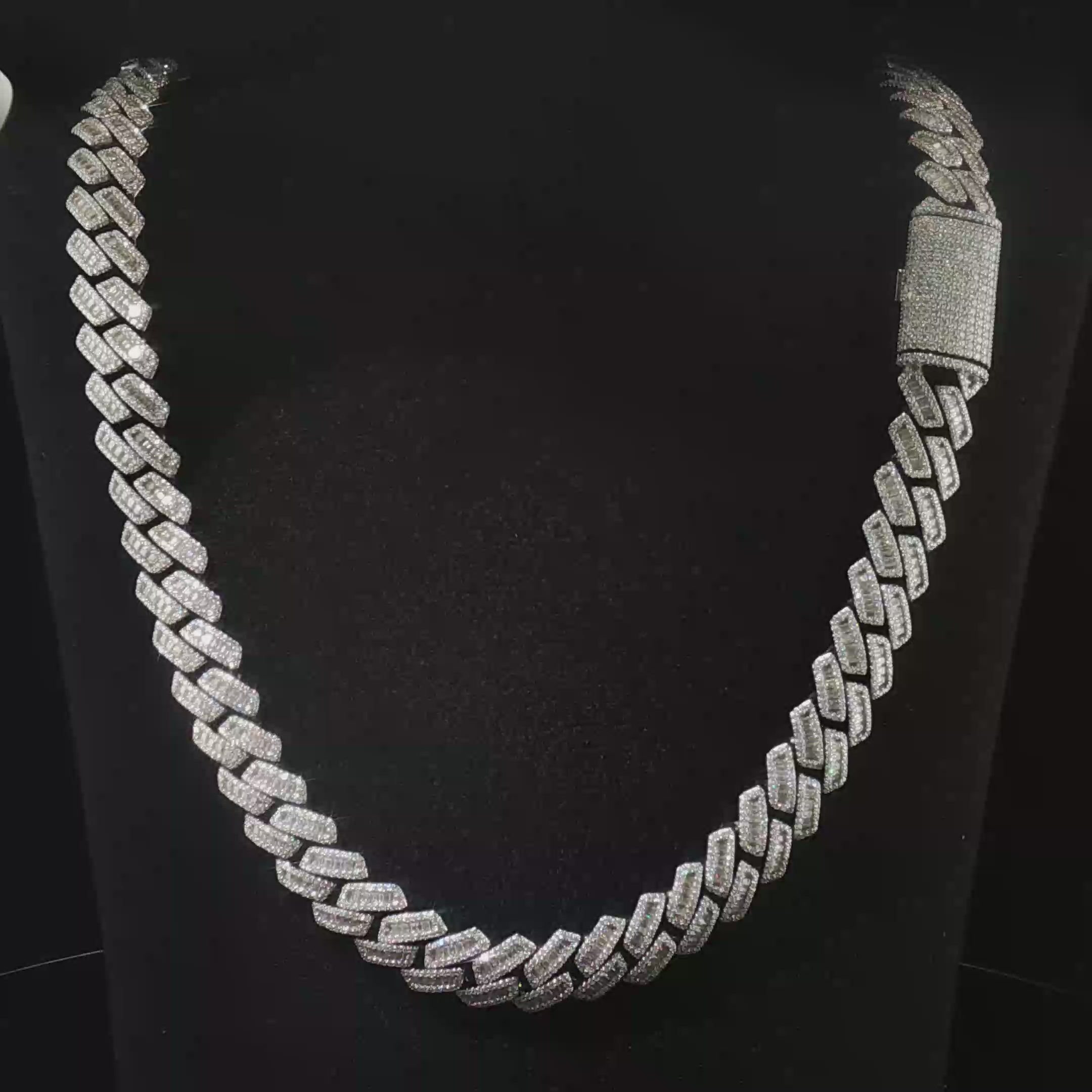 14mm Baguette Moissanite Cuban Link Chain