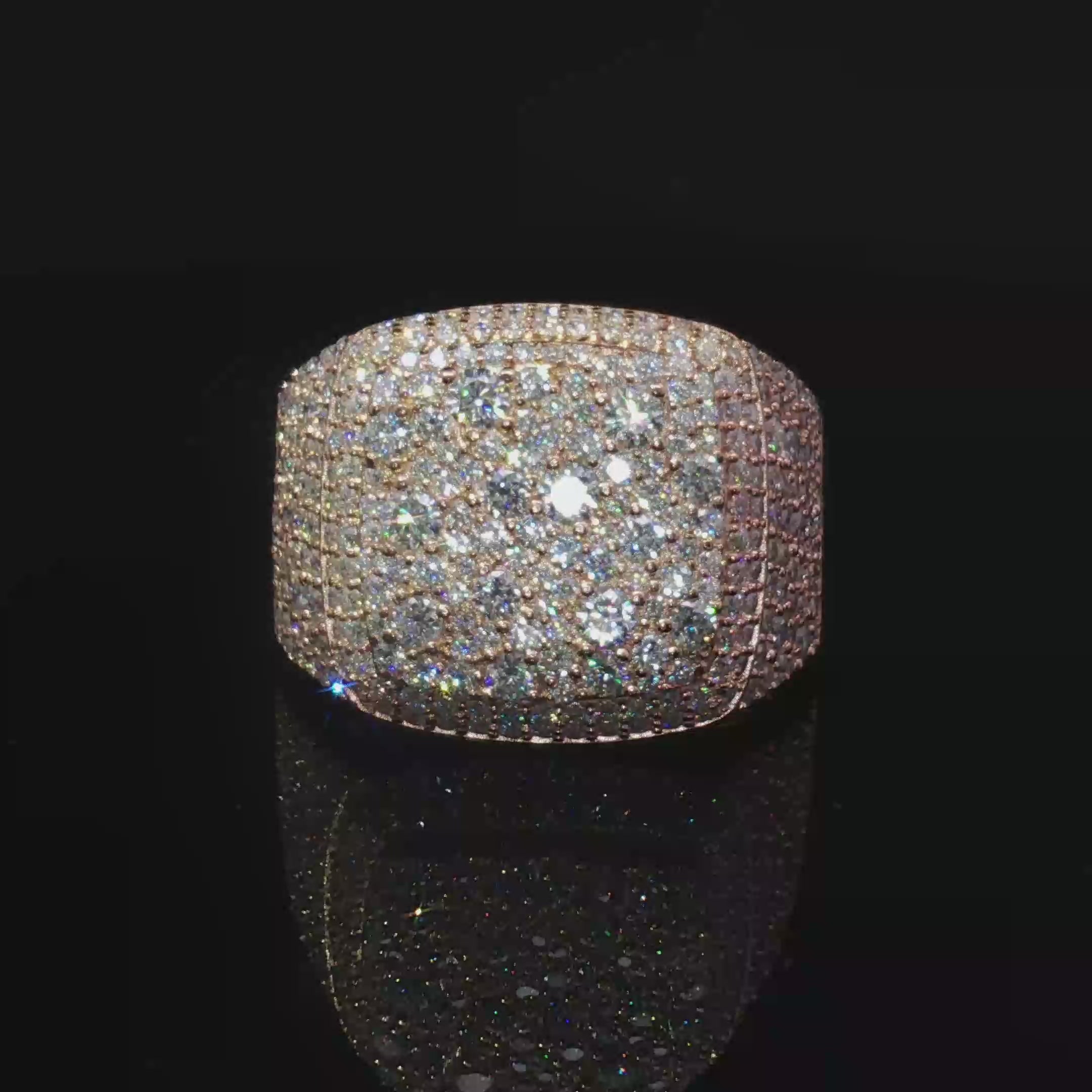 Silver Multi Stone Ring with mosaic setting moissanite