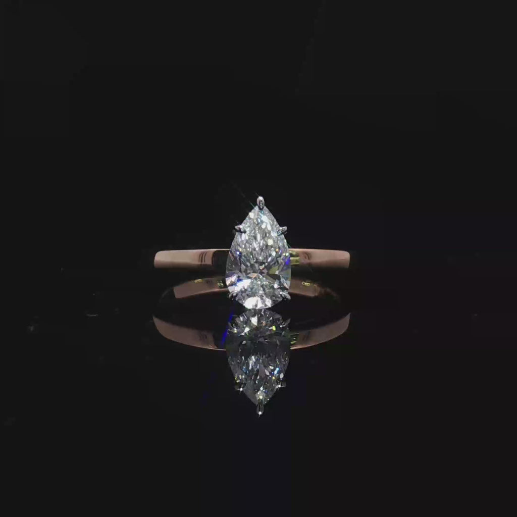 Pear-Cut Diamond Solitaire Ring in Yellow Gold