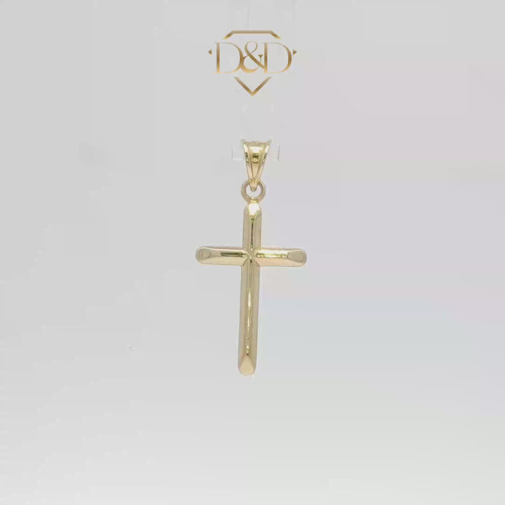 14K Classic Push End Yellow Gold Cross Pendant small