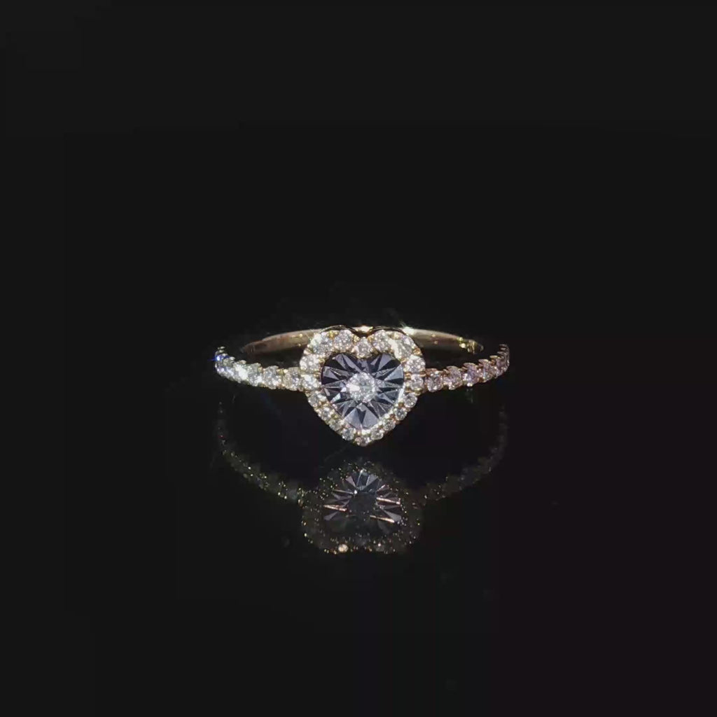 14K Yellow Gold Multistone Ring with Heart Shaped Diamond