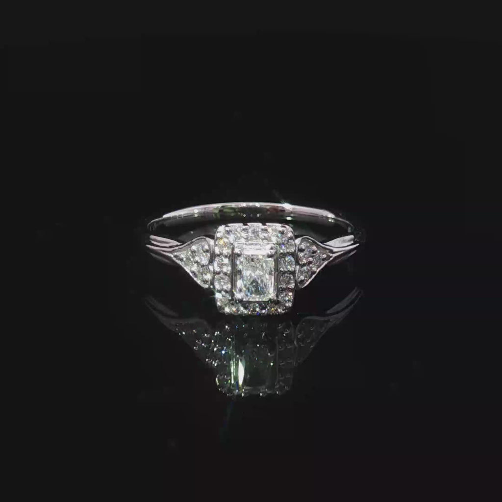 14K White Gold Emerald Cut Diamond Multi-Stone Ring