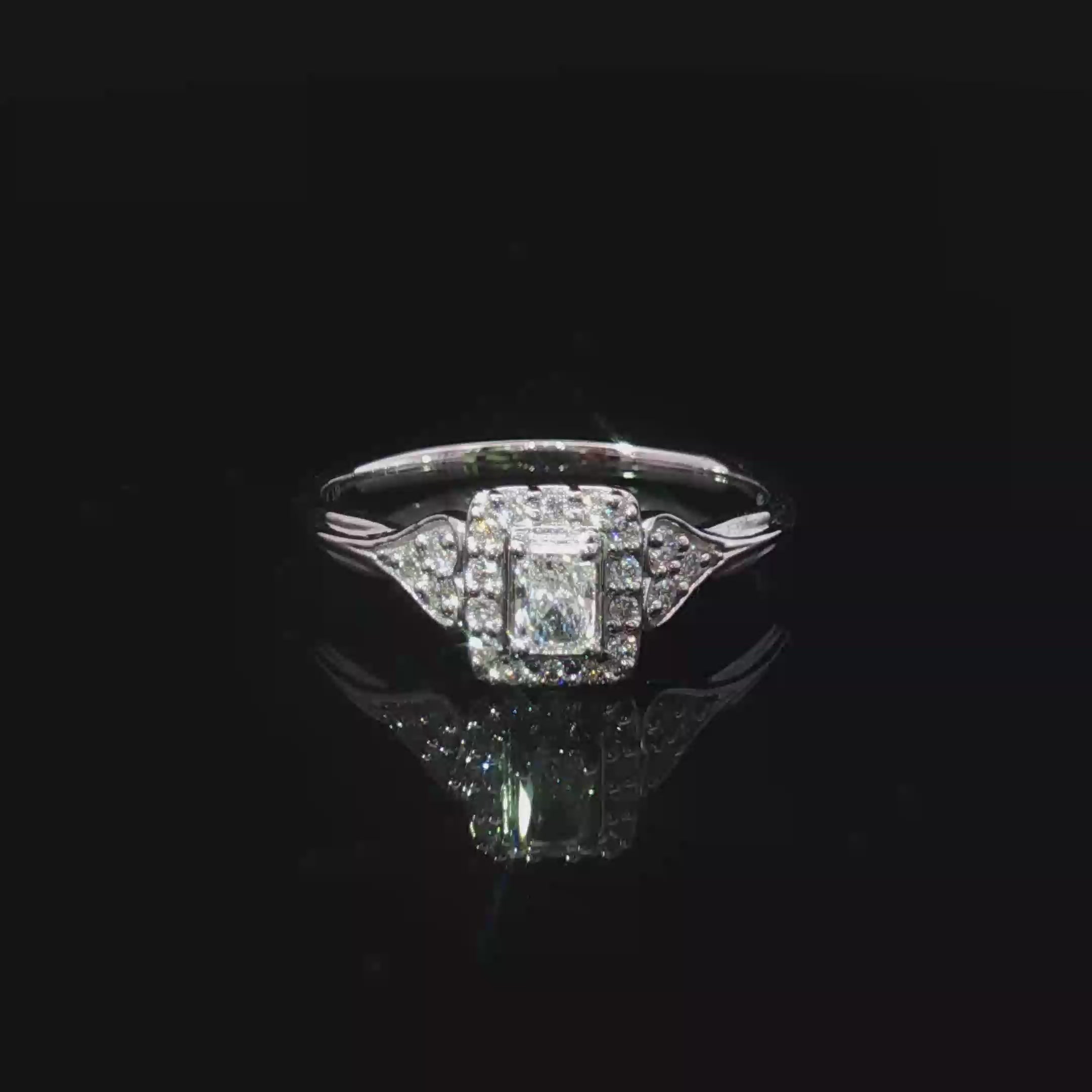 14K White Gold Emerald Cut Diamond Multi-Stone Ring
