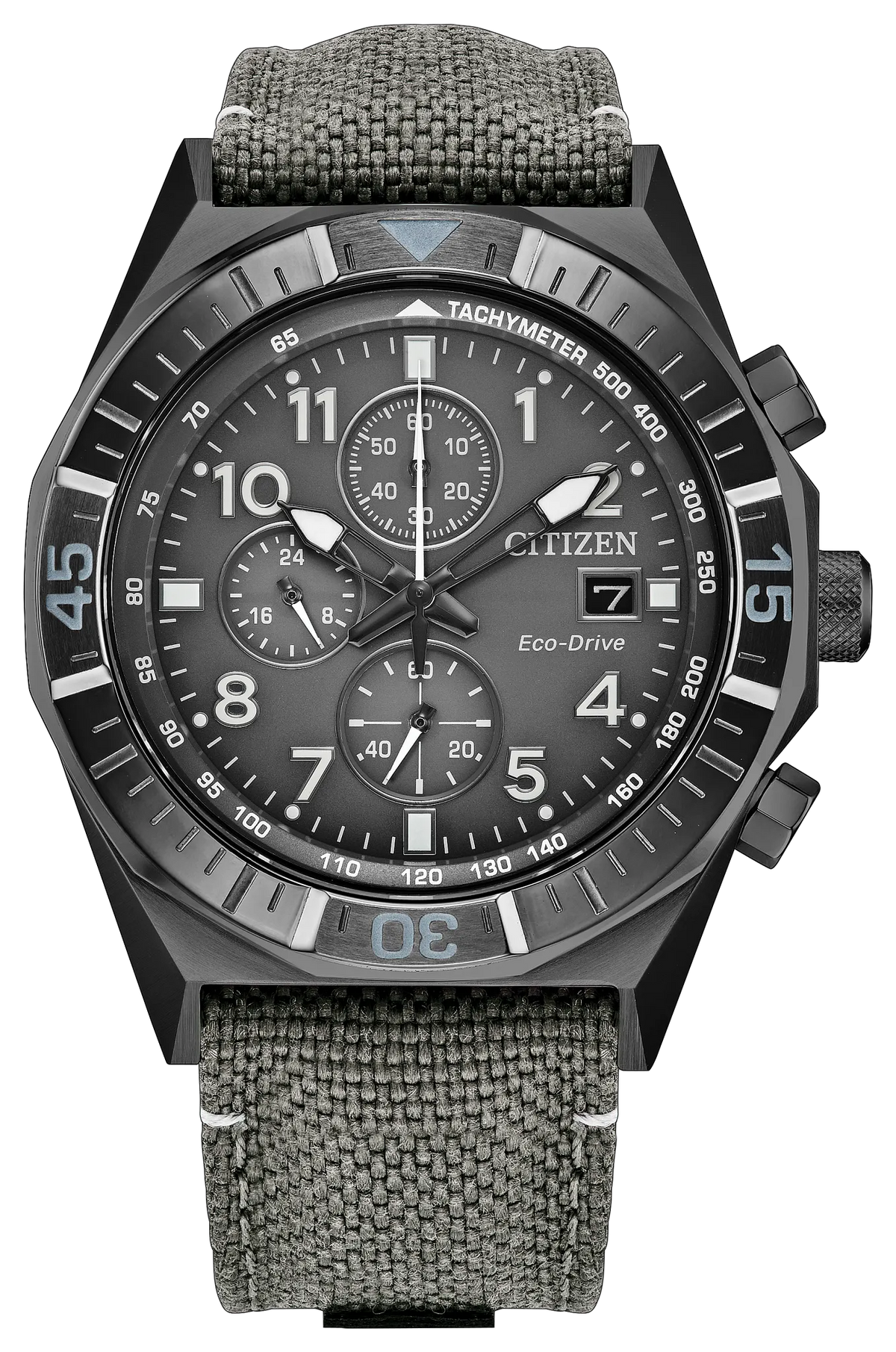 Citizen Nighthawk Gray Dial Nylon Strap Chronograph Watch CA0897-04H