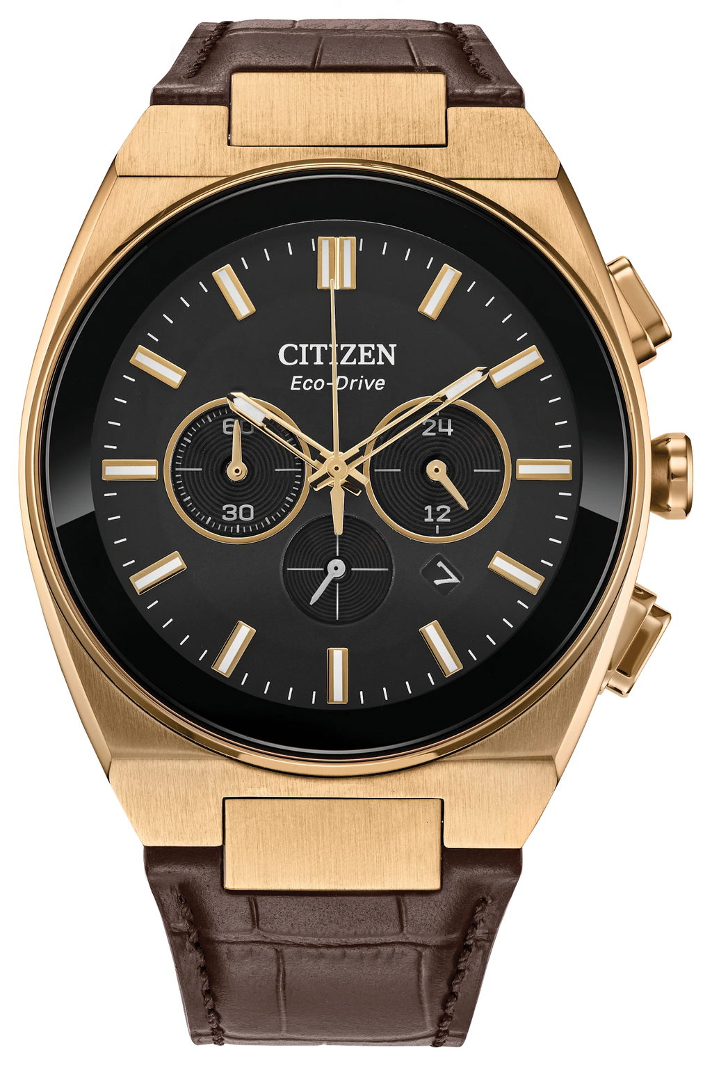 Citizen Axiom Rose Gold-Tone Stainless Steel Leather Chronograph Watch CA4583-01E